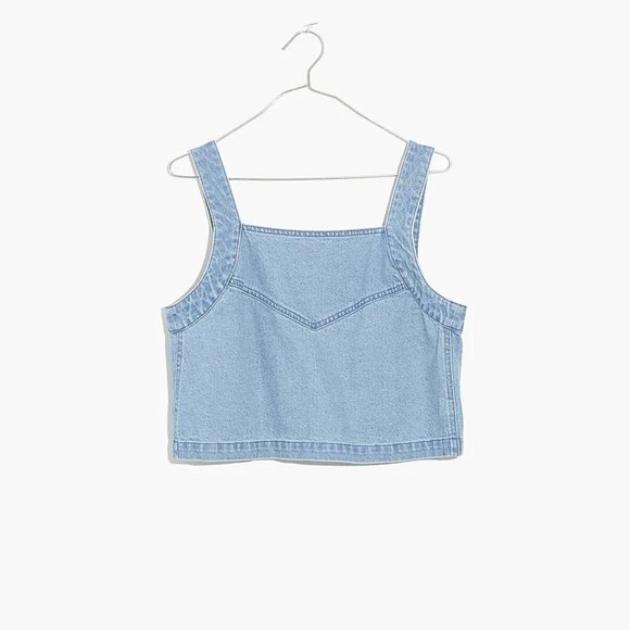 Madewell Denim Crop Tank Top, Button Back, Size Small - Picture 6 of 6